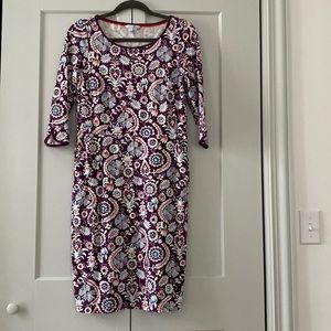 Boden Jessie Jersey Dress Purple Floral Motif size US 8 / UK 12